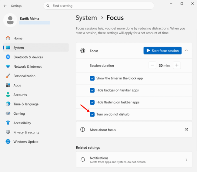 Notifications Still Appearing During a Focus Session step 3