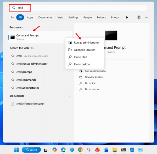Open Command Prompt as Administrator step 1