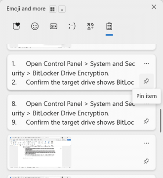 Pin an Item in Clipboard History step 1