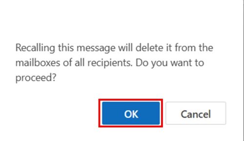 Recall an Email in Outlook on Web (Office365) step 5