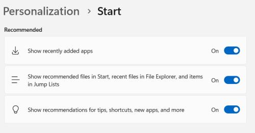 Recommended group Toggle
