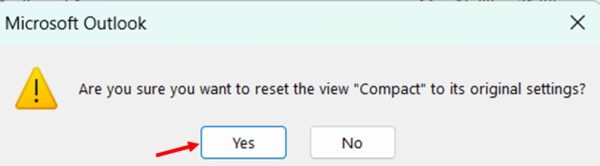 Resetting a View step 4