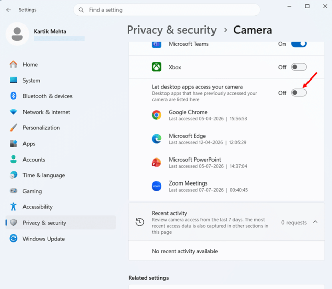 Restrict Camera Access in Windows 11 step 4