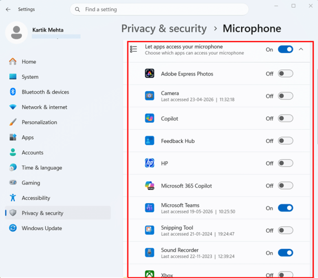 Restrict Microphone Access in Windows 11 step 3