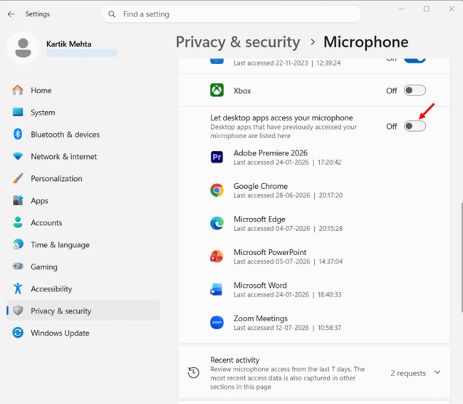 Restrict Microphone Access in Windows 11 step 4