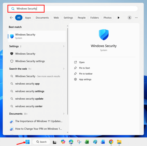 Running a Quick Scan in Windows Defender Using Windows Security App step 1
