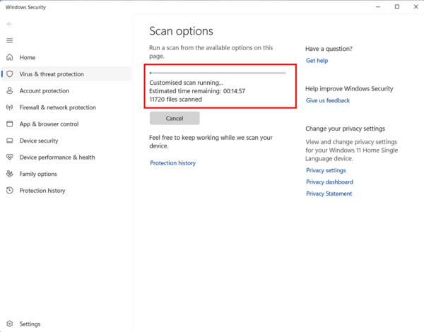 Scanning an Entire Drive Using Right-Click Context Menu step 5