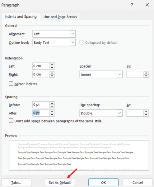 Setting Double Spacing as the Default for All New Documents step 4 Setting Double Spacing as the Default for All New Documents step 4