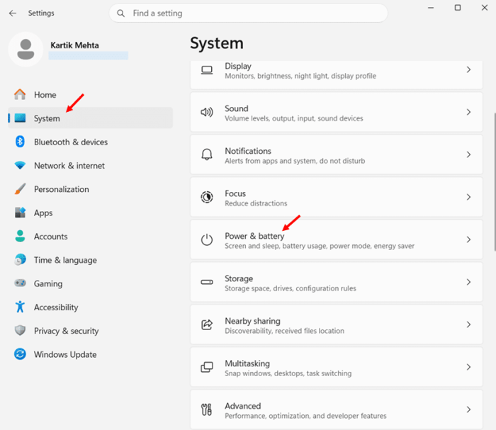 Stop Windows 11 from Sleeping Using the Settings App step 1, 2 and 3