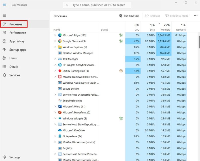 Turn Off Background Apps in Windows 11 Using Task Manager option 1 step 2