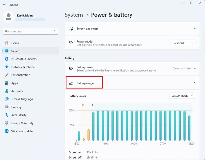 Turn Off Background Apps in Windows 11 using Power & Battery Settings step 3