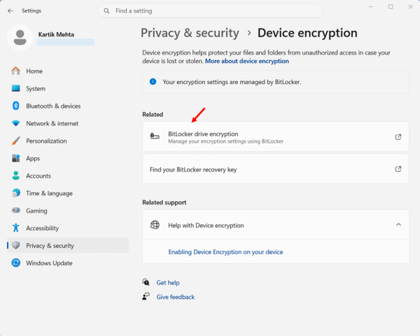 Turn Off BitLocker on a Secondary Data Drive via Setting Apps (BitLocker Drive Encryption) step 1