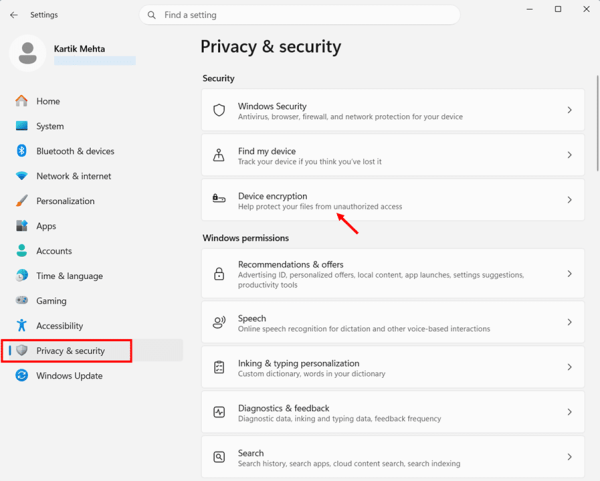 Turn On BitLocker via the Settings App (Toggle Switch) step 1, 2 and 3