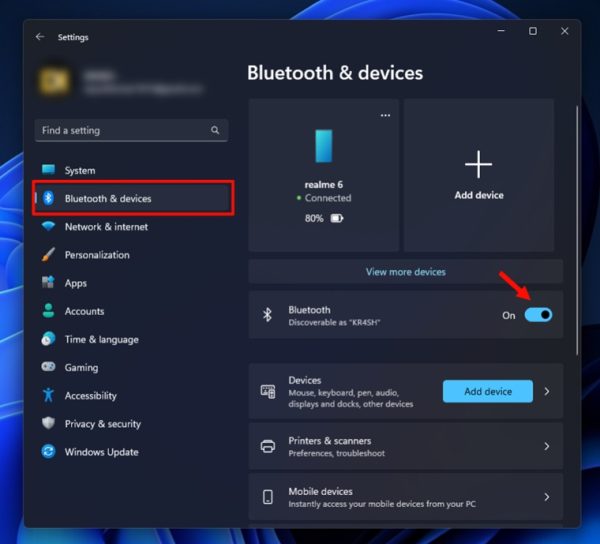 Turn On Bluetooth in Windows 11 Using Settings step 3