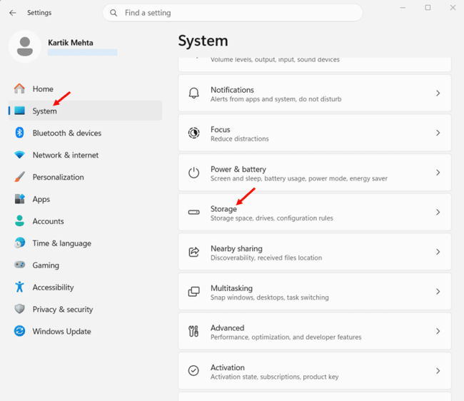Turn Storage Sense on and set the schedule step 1