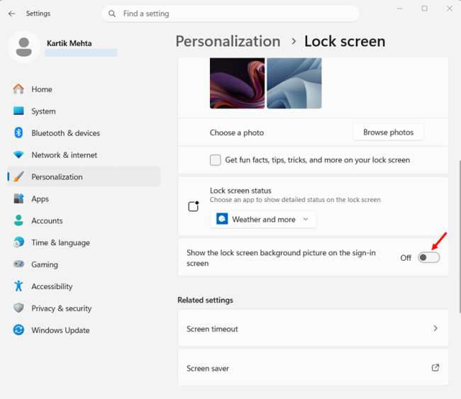 Turn off Lock screen Ads and tips step 4