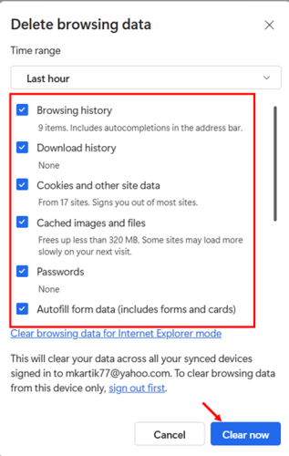 Universal Keyboard Shortcut for Quick Cache Clearing in all Browsers step 3 and 4