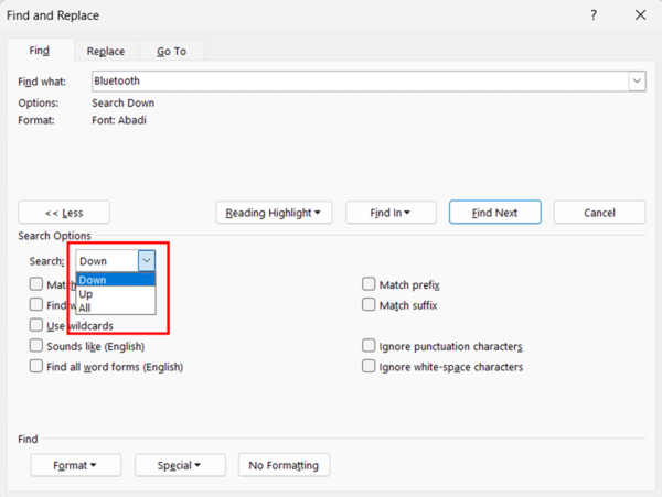 Using Advanced Search Features in Find and Replace step 6