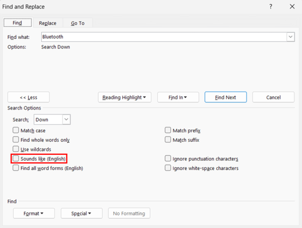 Using Advanced Search Features in Find and Replace step 8