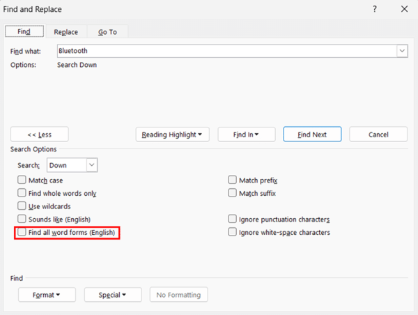 Using Advanced Search Features in Find and Replace step 9