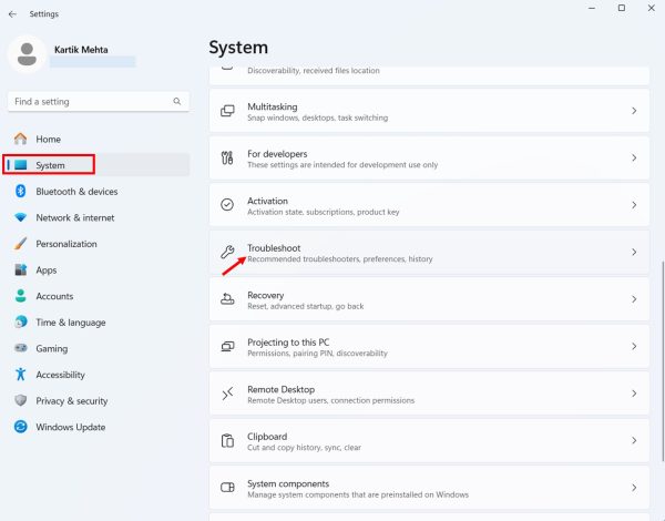 Using Windows Troubleshooters in Windows 11 step 2