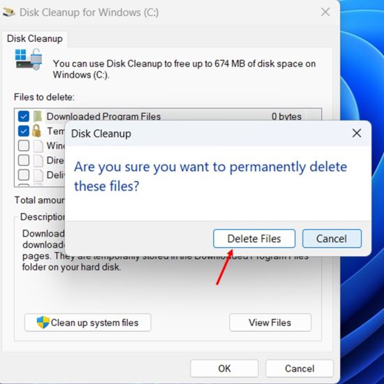 Using the Disk Cleanup Utility Step 7