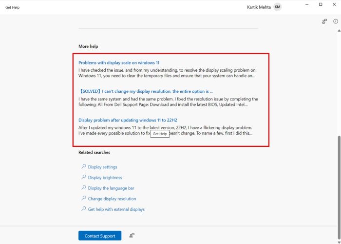 Using the Get Help App in Windows 11 step 3