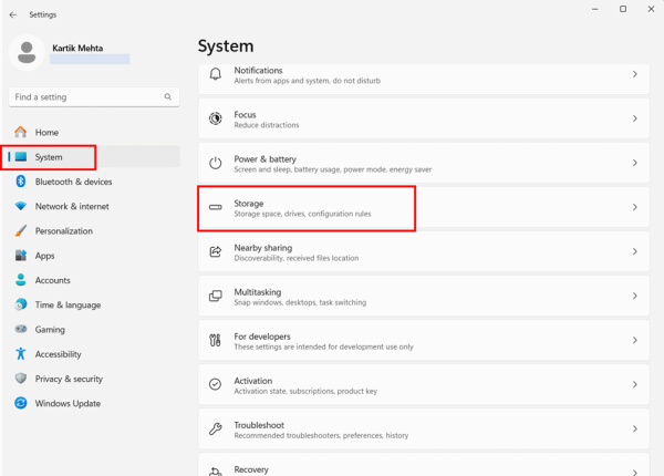 Using the Windows Settings for Cache Cleanup in Windows 11 step 1, 2 and 3