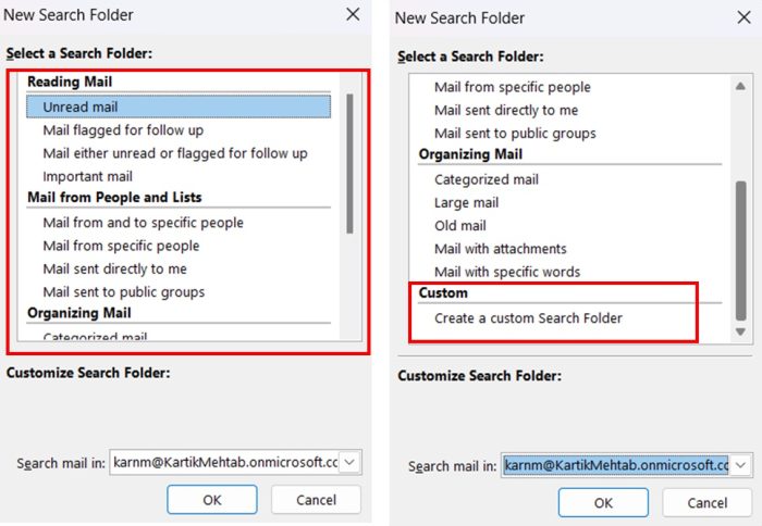 Utilizing Search Folders for Dynamic Views in Outlook step 2