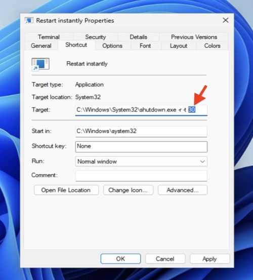 Windows 11 Restart - Desktop Shortcut 5