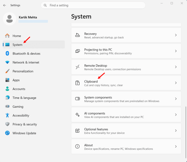 enable Clipboard history step 3