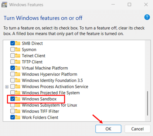enable Windows Sandbox step 2