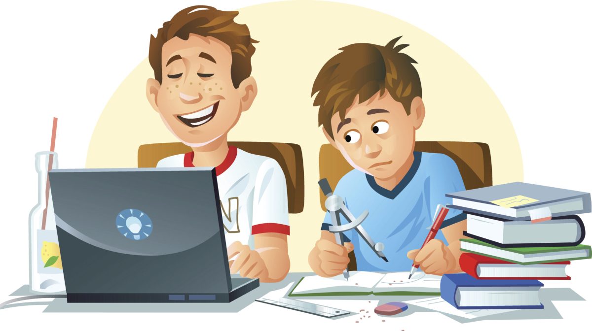 Two boys doing their homework